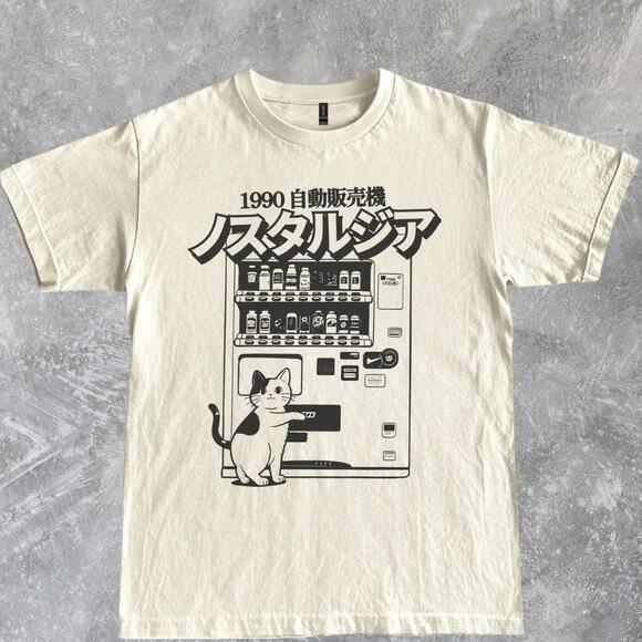 Other - Cream Japanese Vending Machine Cat T Shirt